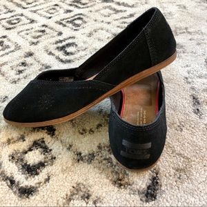 TOMS Suede Perforated Black Flats